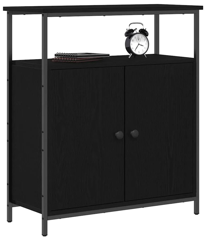 Buffet vidaXL Preto Carvalho 70x30x80 cm Madeira de engenharia
