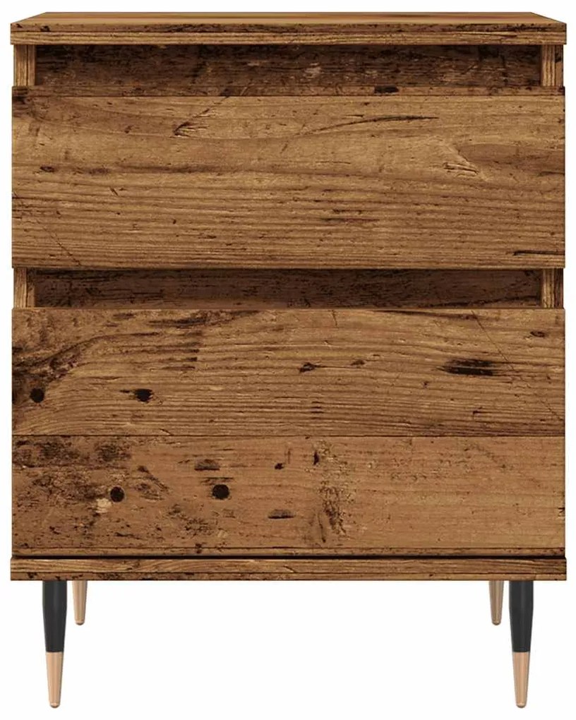 Mesas cabeceira 2pcs 40x35x50cm derivados madeira madeira velha