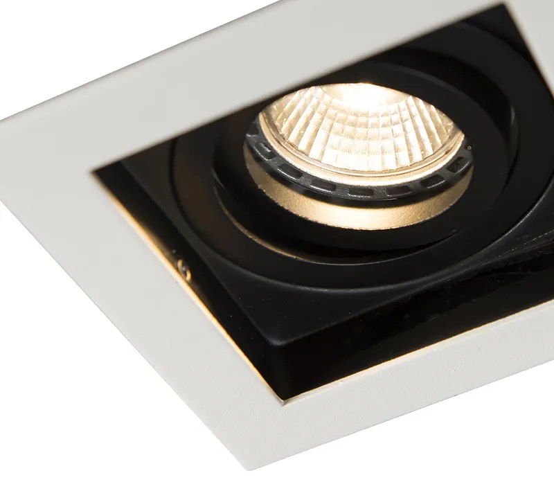 Conjunto de 5 focos encastrados brancos com preto - Carree Design,Moderno