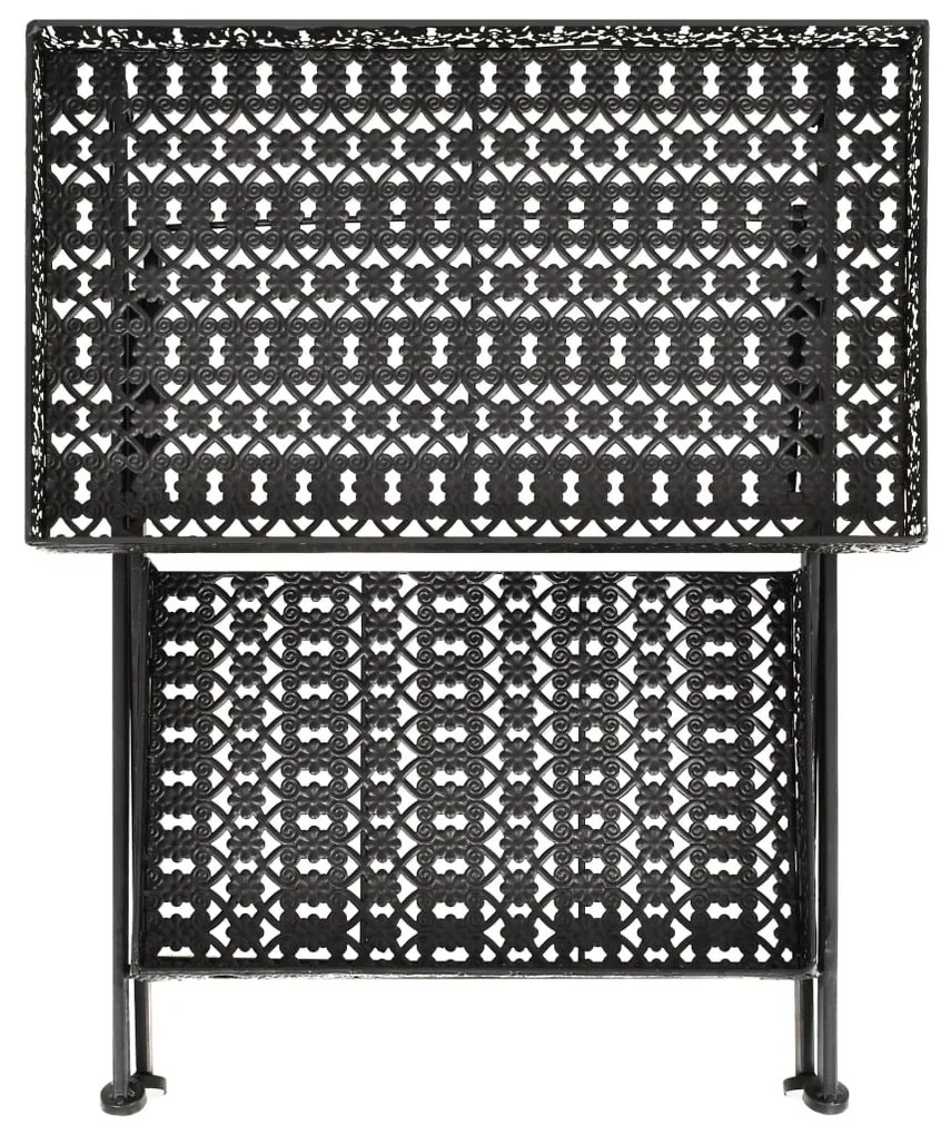 Mesa de chá dobrável estilo vintage metal 58x35x72 cm preto