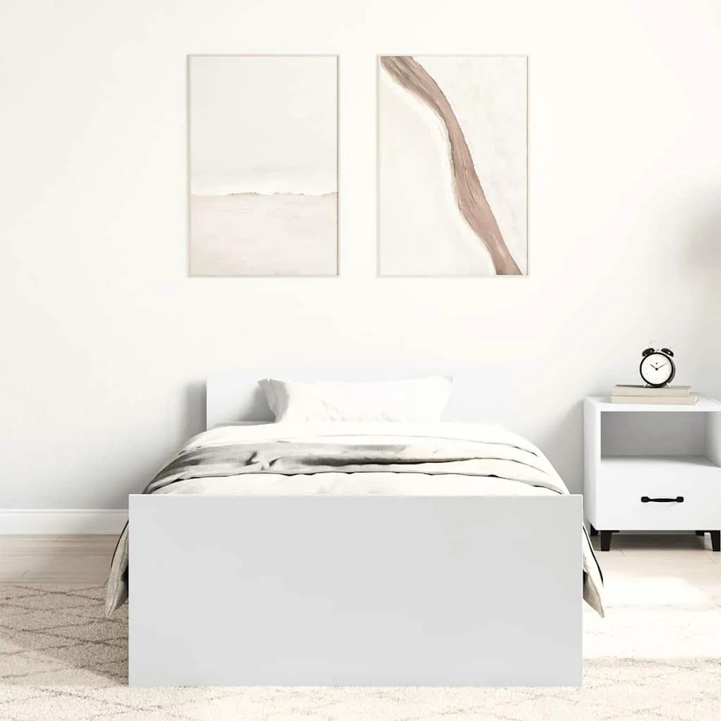 Estrutura de cama 90x190 cm derivados de madeira branco