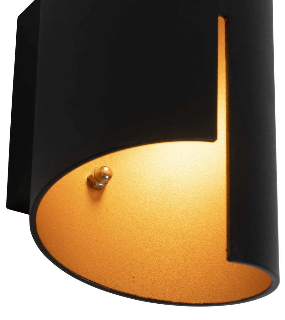 LED Candeeiro de Parede Inteligente Preto com Interior Dourado com Wifi G9 - Faldo Moderno