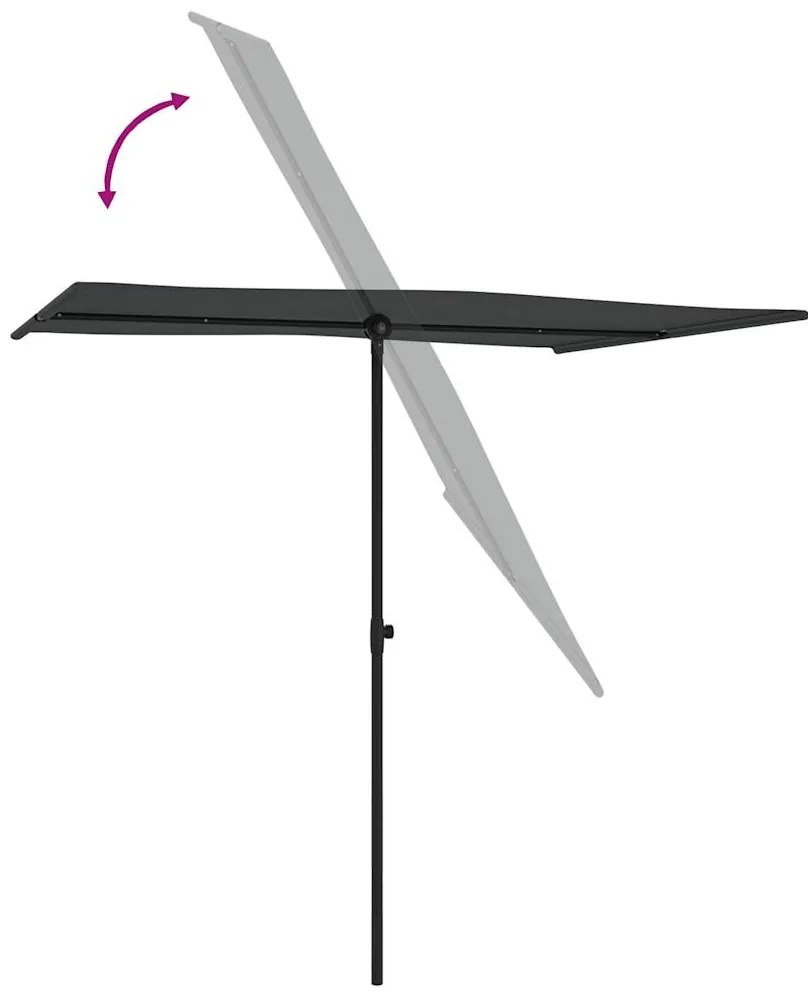 Guarda-sol de jardim com poste de alumínio 2x1,5 m antracite