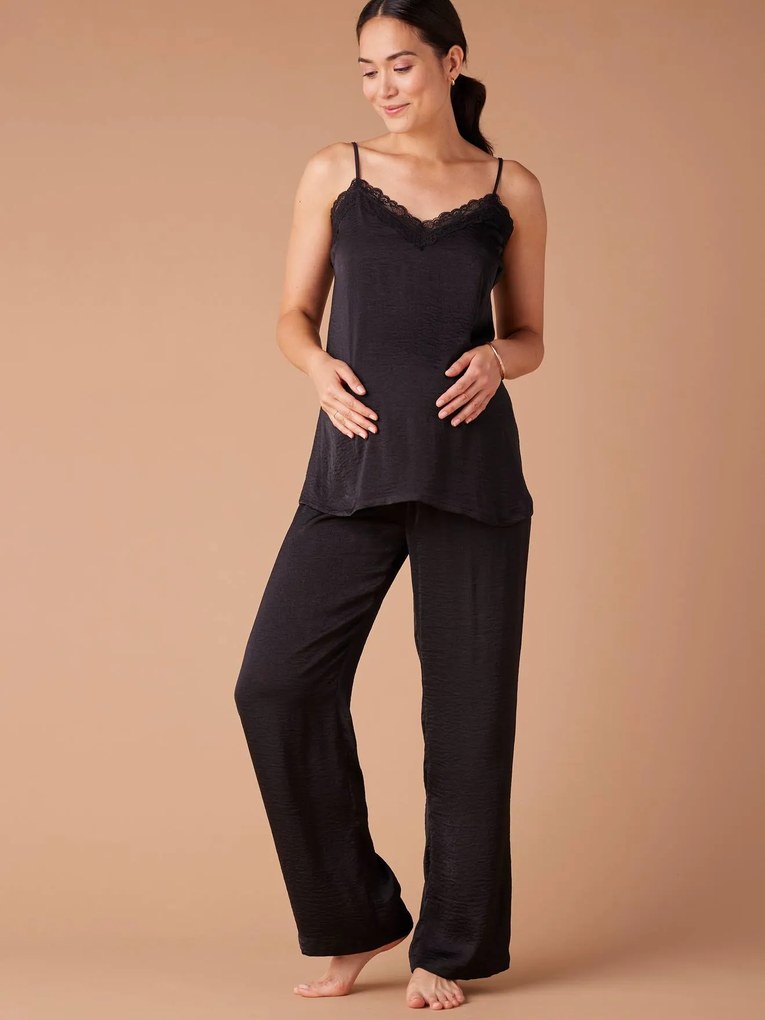 Agora -25%: Pijama fluido, para grávida, efeito acetinado, da ENVIE DE FRAISE preto