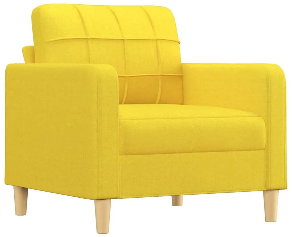 3 pcs conjunto de sofás com almofadões tecido amarelo-claro