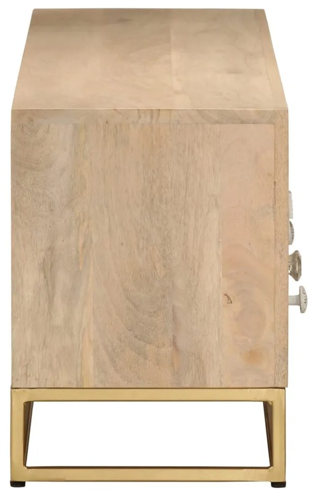 Móvel de TV 110x30x40 cm madeira de mangueira maciça e ferro