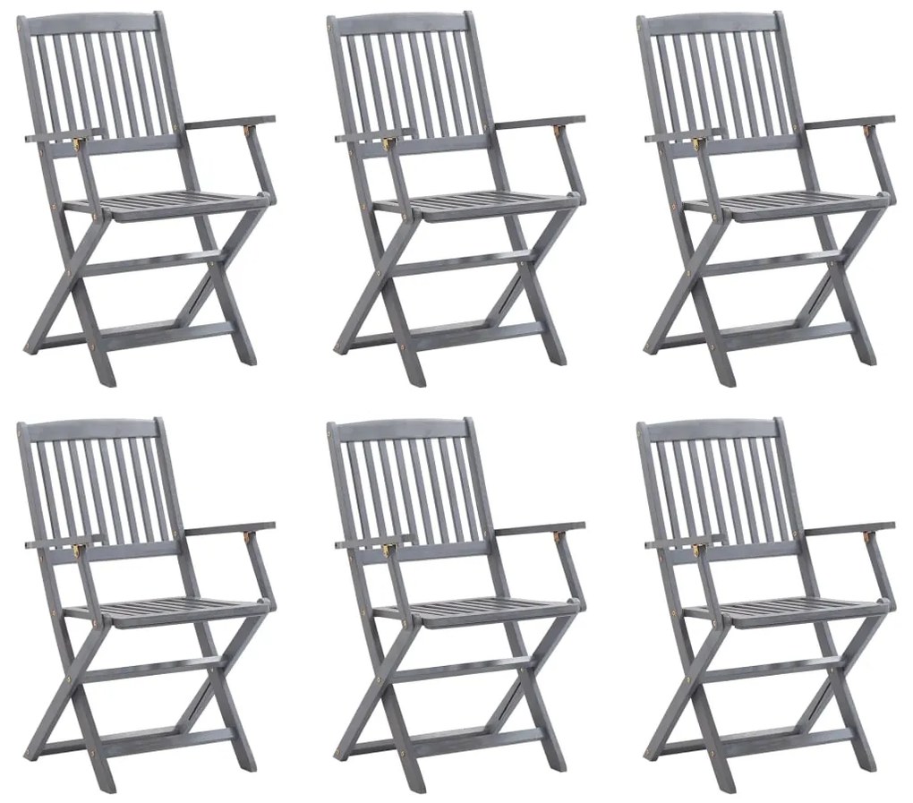 vidaXL Cadeiras de exterior dobráveis 6 pcs madeira de acácia maciça