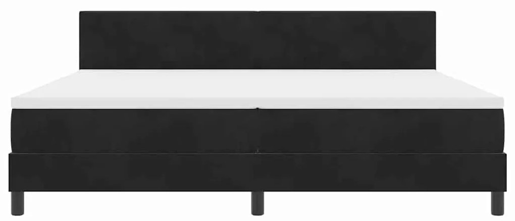 Cama Box com Colchão &amp; LED Preto 200x200 cm Veludo