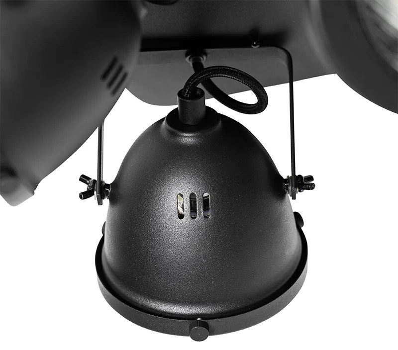 Candeeiro industrial de teto preto 4 luzes - Emado Industrial