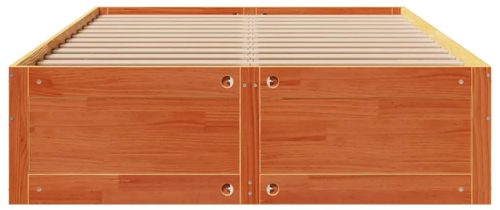 Cama sem colchão com gavetas madeira pinho maciça castanho-mel