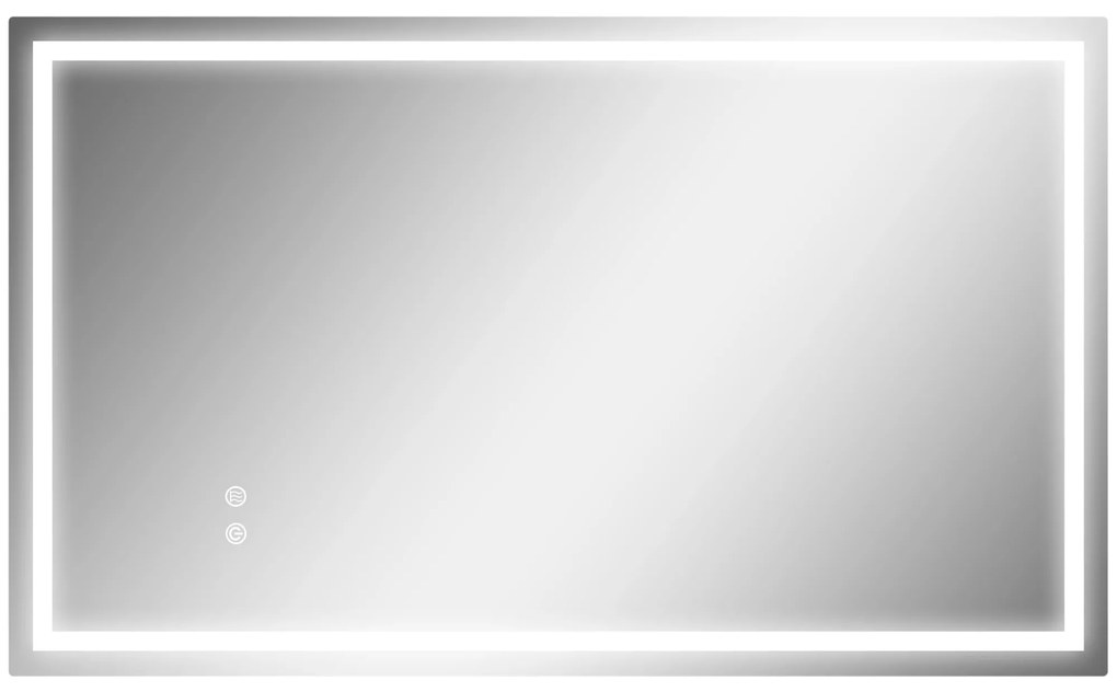 HOMCOM Espelho Casa de Banho com Luz LED 100x60 cm Espelho de Parede com Iluminação Anti-Embaciamento Brilho Ajustável e Interruptor Tátil
