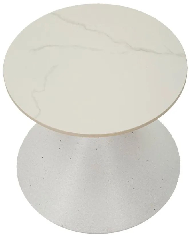 Mesa de Centro White - Base de Ferro e Topo Cerâmico Branco - Ø 42 cm