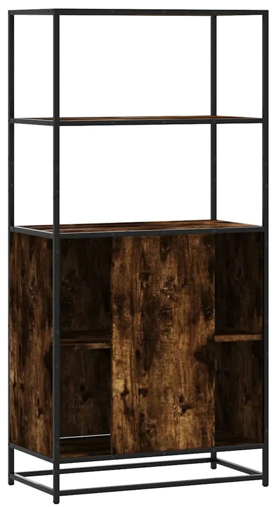 Armário alto 68x35x139 cm madeira e metal carvalho fumado