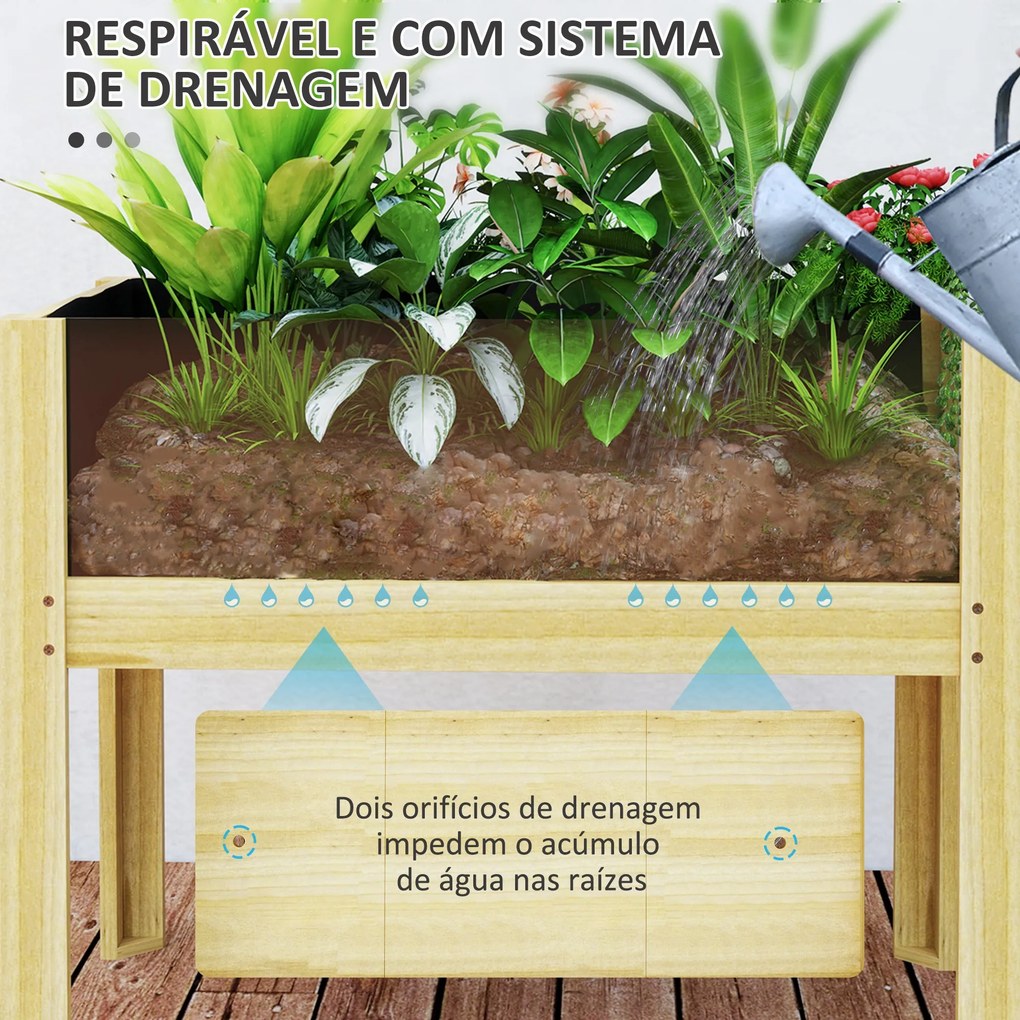 Floreira de Madeira Mesa de Cultivo com Painéis de Acrílico Floreira E