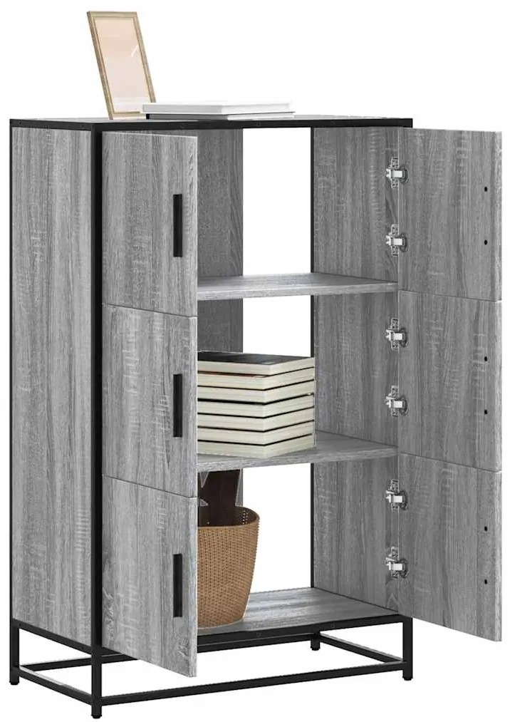 vidaXL Armário alto 68x35x106,5 cm madeira e metal cinza sonoma