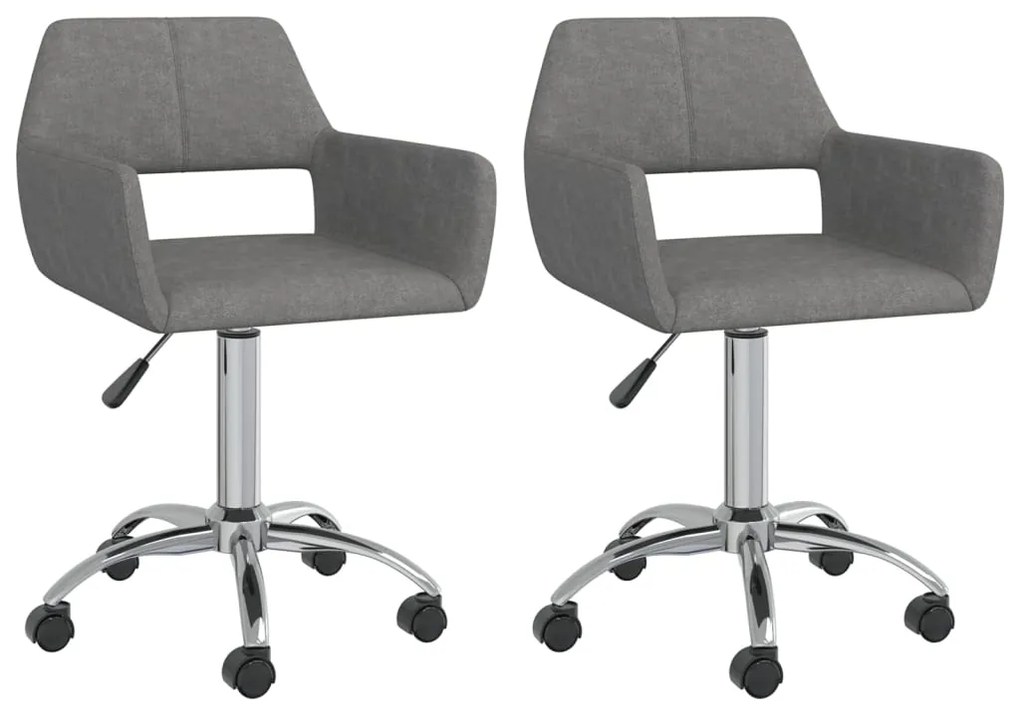 vidaXL Cadeiras de jantar giratórias 2 pcs tecido cinzento-claro