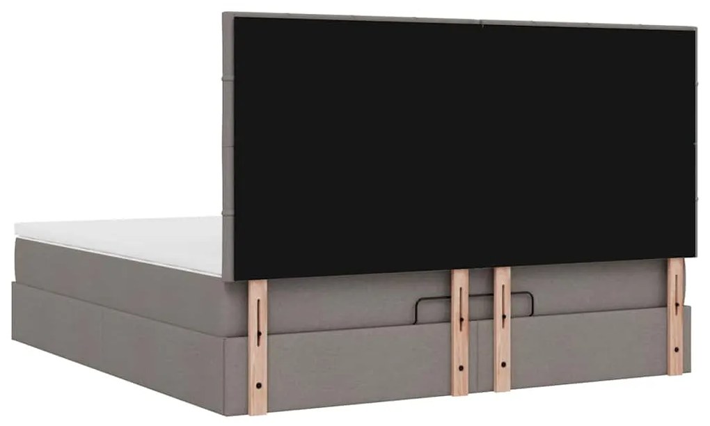 Estrutura de cama otomana com colchão tecido cinzento 160x200cm
