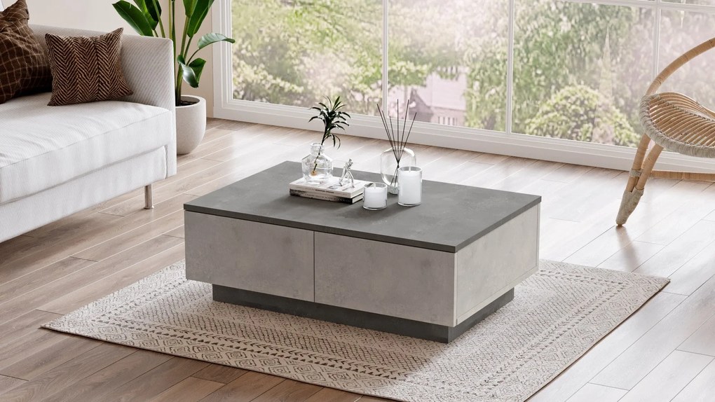 Mesa de Centro LV17 – Prateado e Antracite – 90x31,6x60 cm