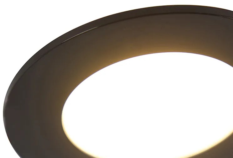 Conjunto de 6 focos embutidos pretos com LED regulável em 3 etapas IP65 - Blanca