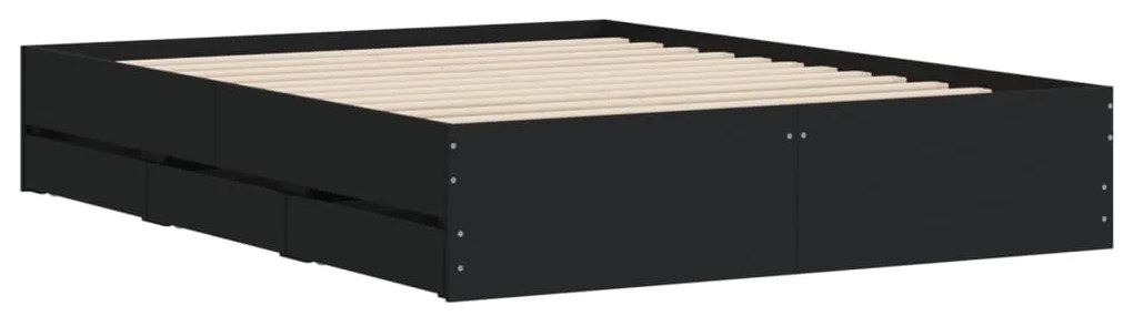 Estrutura de cama c/ gavetas 140x200 cm derivados madeira preto