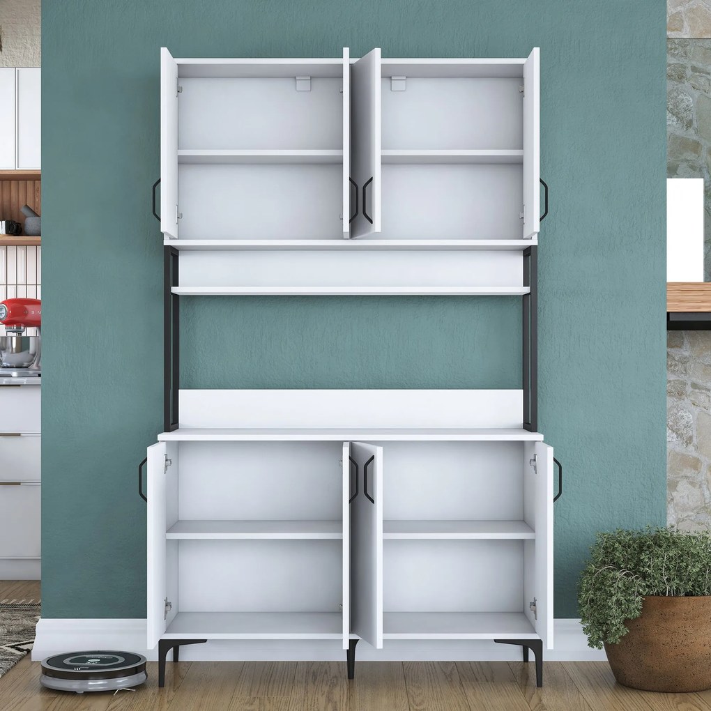 Armário Alto de Cozinha "Stella" - 120 x 198,6 x 40 cm - Branco - Desi