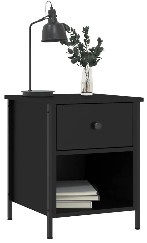 Mesas de cabeceira 2pcs 40x42x50 cm derivados de madeira preto