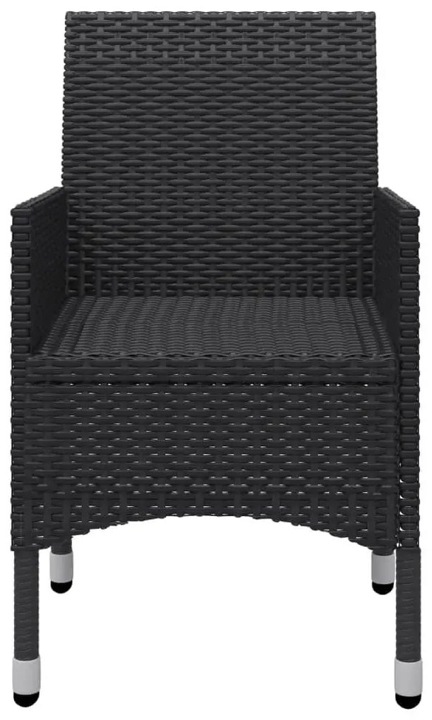 3 pcs conjunto de jantar para jardim com almofadões preto