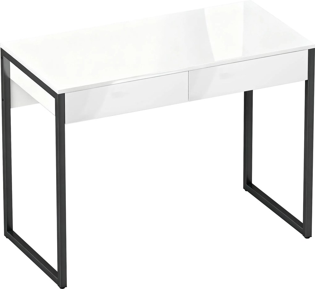 HOMCOM Escrivaninha 100 x 50 cm Mesa de Computador/Mesa de Escritório com 2 Gavetas, para Espaços Pequenos, Preto | Aosom Portugal
