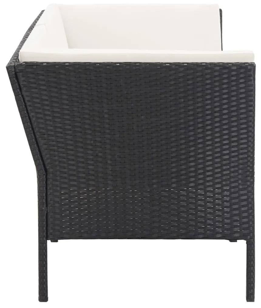 6 pcs conjunto lounge de jardim c/ almofadões vime PE preto