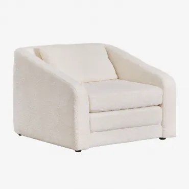 Poltrona-cama Em Tecido Bouclé Dalila Bouclé Branco Pérola - Sklum