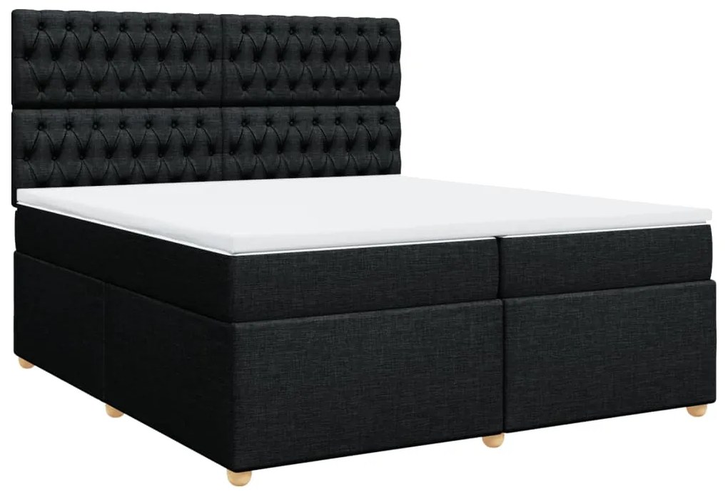 Cama com molas/colchão 200x200 cm tecido preto