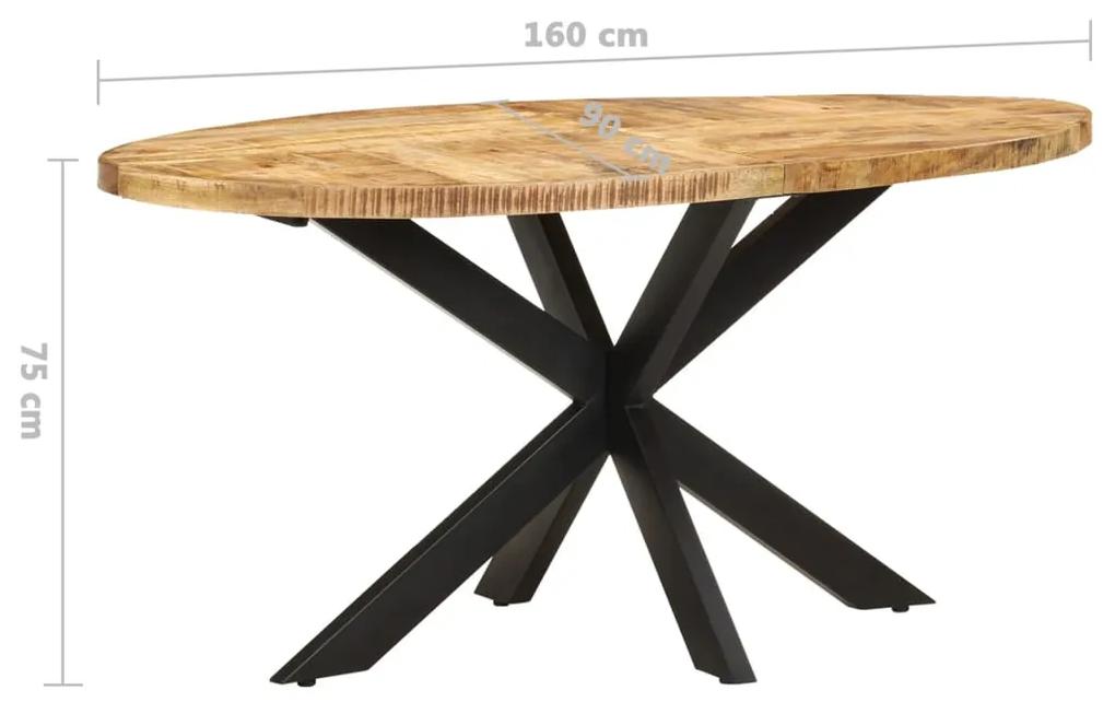 Mesa de jantar 160x90x75 cm madeira de mangueira áspera