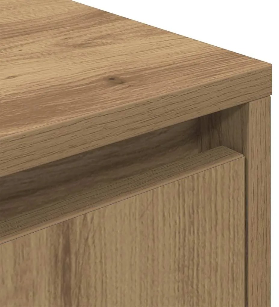Mesa de cabeceira com luzes LED Carvalho Artesanal 38x34x50 cm