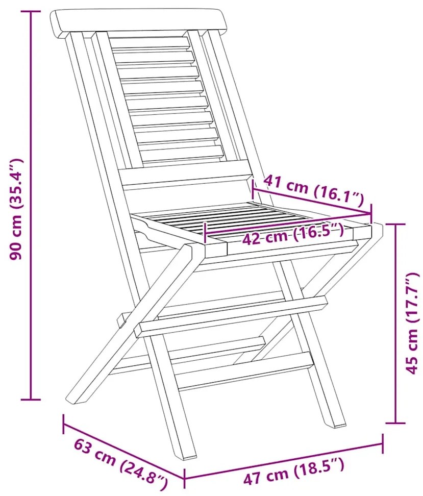 Cadeiras de jardim dobráveis 2 pcs 47x63x90 cm teca maciça