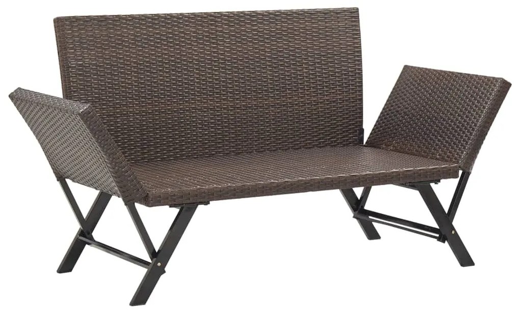 Banco de jardim com almofadões 176 cm vime PE castanho