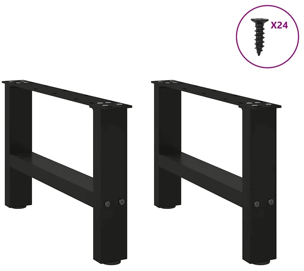 Pés para mesa de centro pretos 2 peças 50x(30-31) cm aço