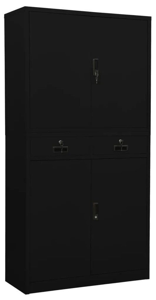 vidaXL Armário de escritório 90x40x180 cm aço preto