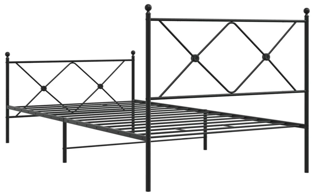 Estrutura de cama com cabeceira e pés 100x190 cm metal preto