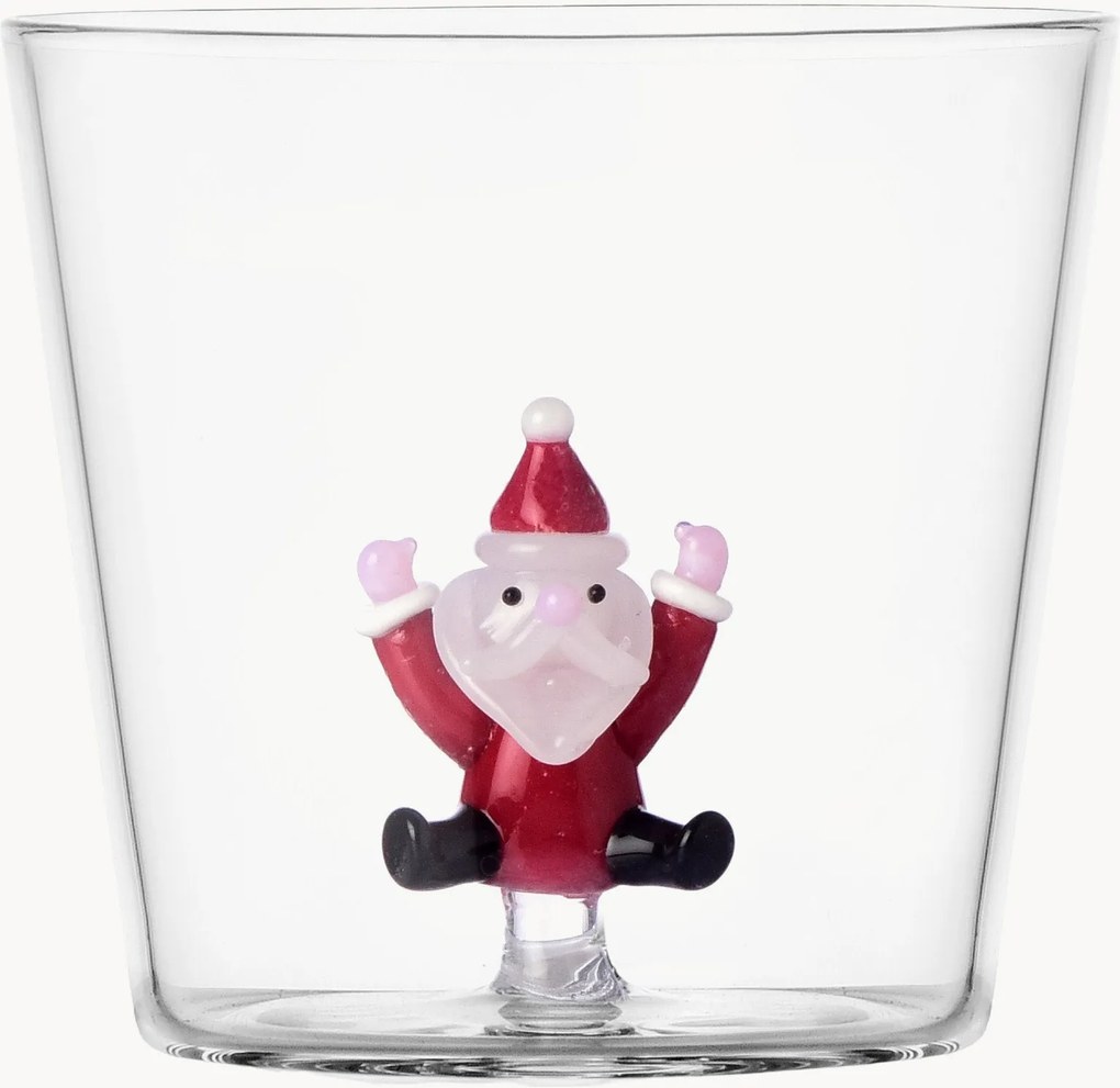 Copo em vidro de borossilicato artesanal com figura de Pai Natal saltitante Christmas Tales
