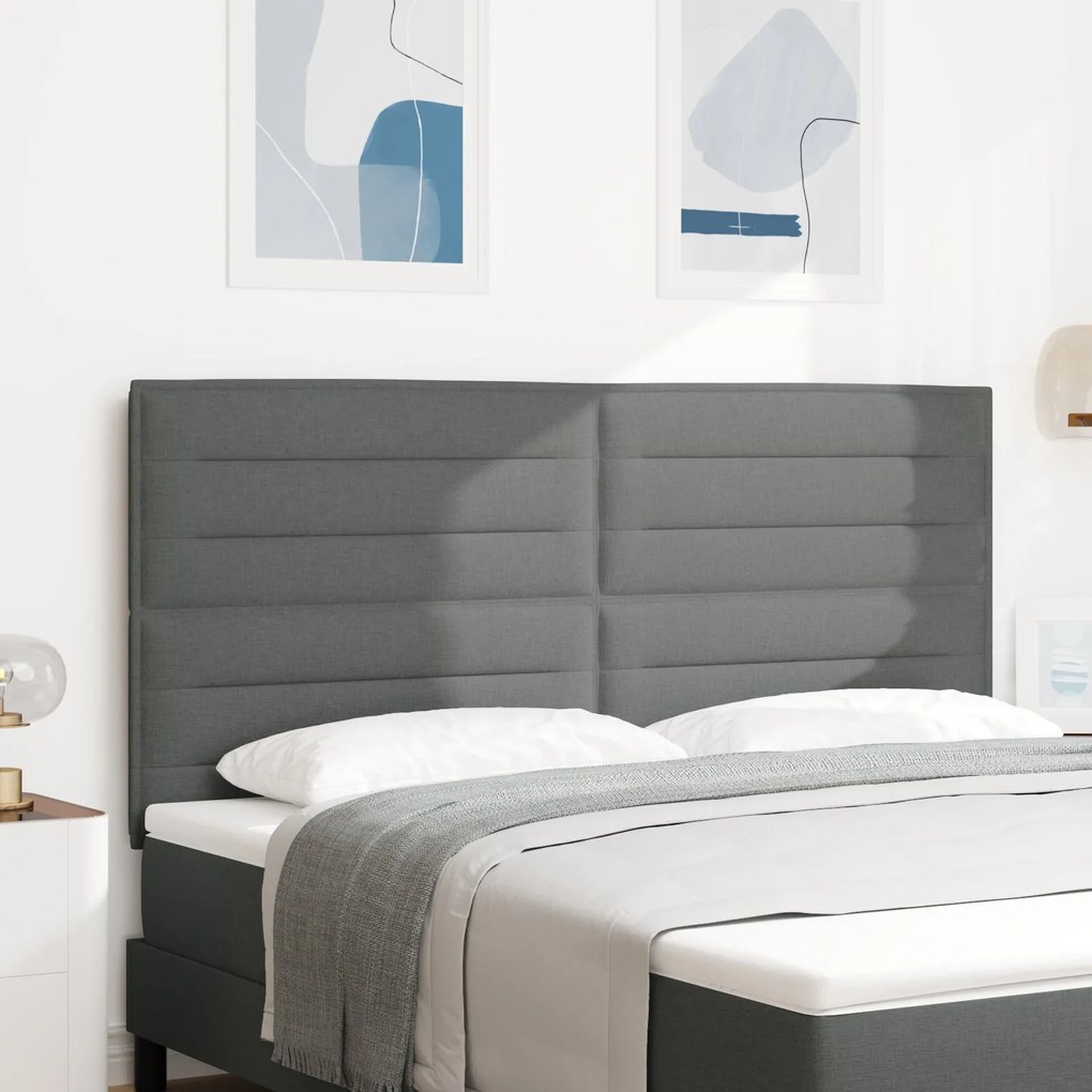 Cabeceira Design Linhas Cinza Escuro 180 cm Tecido
