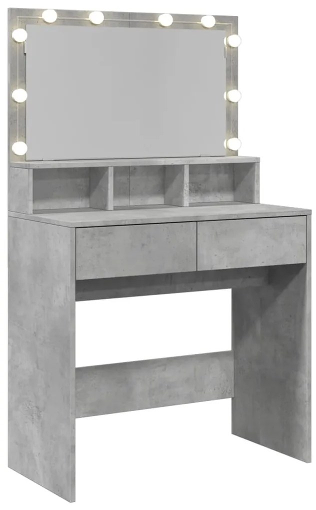 Toucador com LED 80x41x134,5 cm cinzento cimento