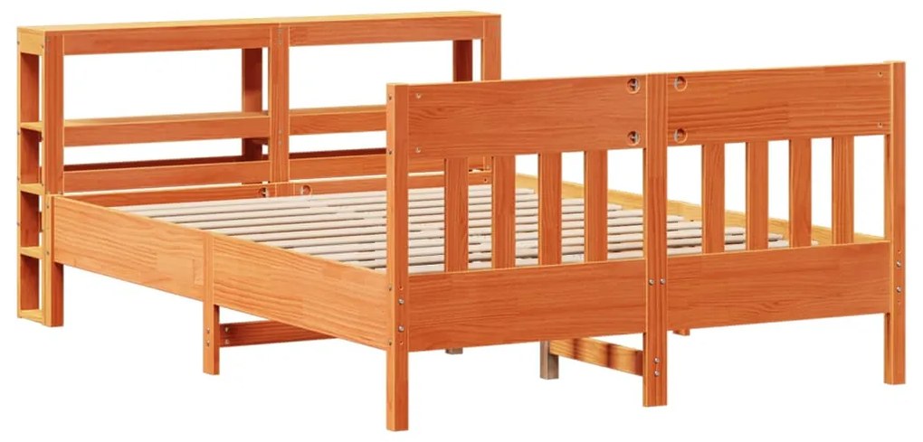 Cama sem colchão 140x190 cm pinho maciço castanho-mel
