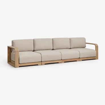 Sofá Modular De Jardim De 4 Peças Com Apoios De Braço Em Madeira De Acácia Brivori Marrom Acácia Claro - Sklum