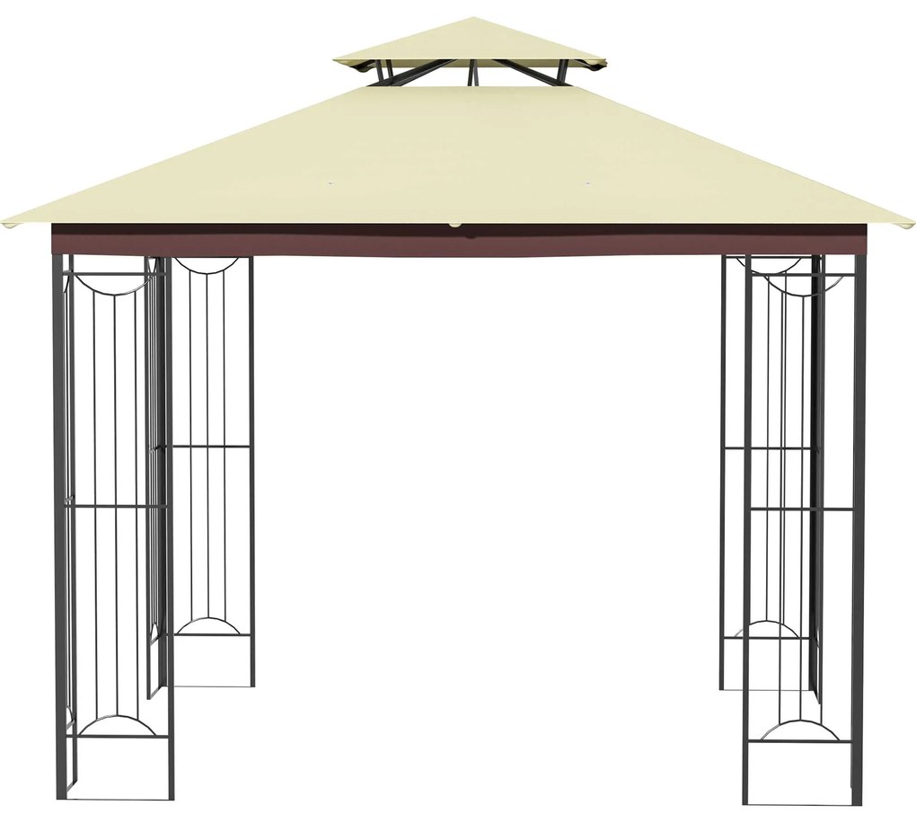 Outsunny Pérgola de Jardim 3x3m para Exterior com Duplo Teto de Ventil