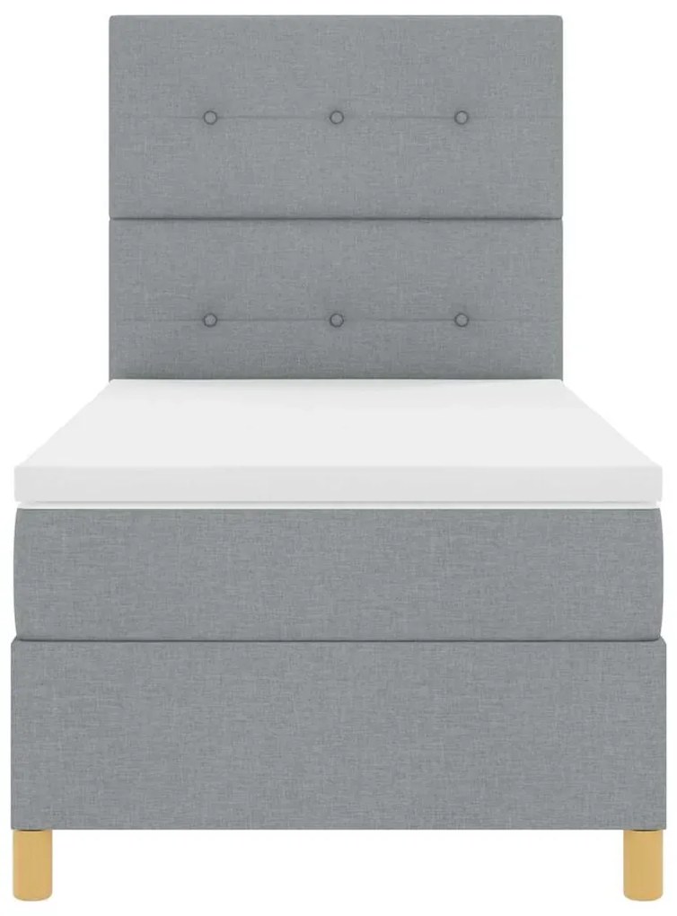 Camas Box com Colchão e Luz LED Cinza Claro 100x200 cm Tecido
