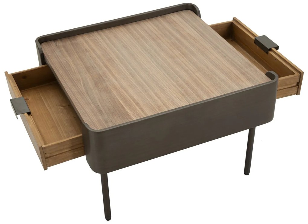 MESA DE CENTRO TORONTO 60X60X41 CM CINZENTO E CASTANHO