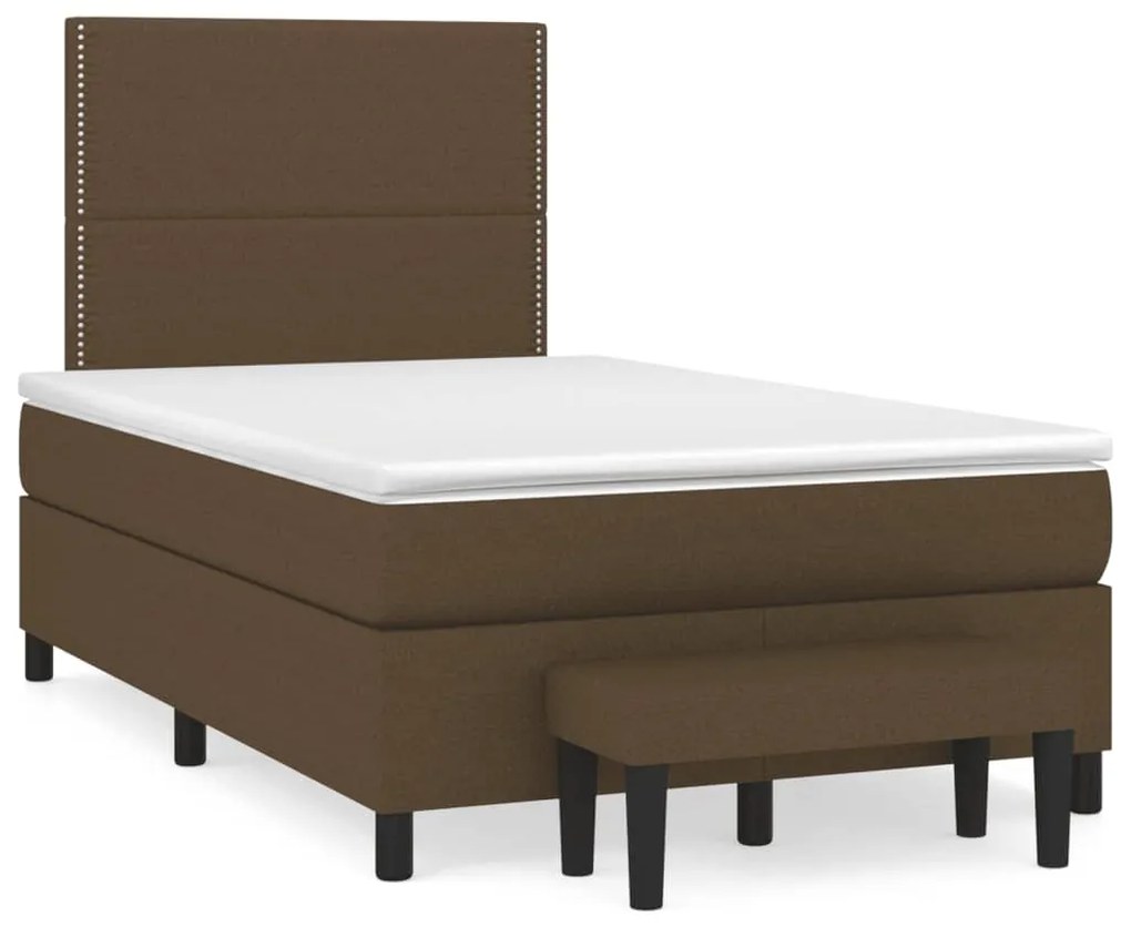 vidaXL Cama boxspring com colchão 120x190 cm tecido castanho-escuro