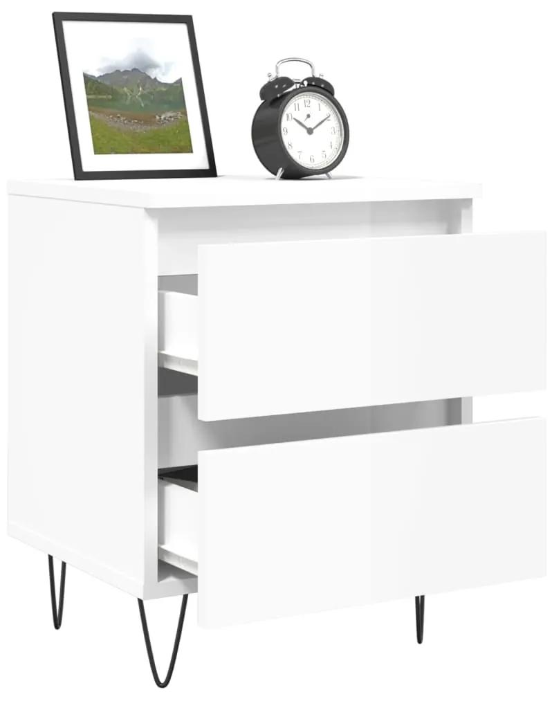 Mesa de cabeceira 40x35x50cm derivados madeira branco brilhante