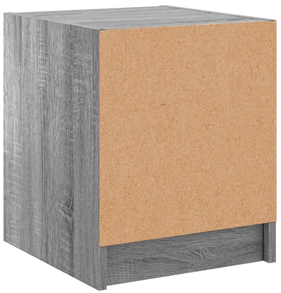 Mesa cabeceira c/ portas vidro 2 pcs 35x37x42cm cinzento sonoma