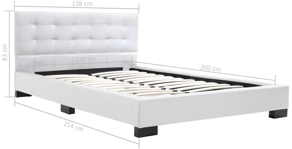 Estrutura de cama 120x200 cm couro artificial branco